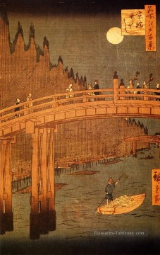 pont Kyobashi 1858 Utagawa Hiroshige ukiyoe Peinture à l'huile